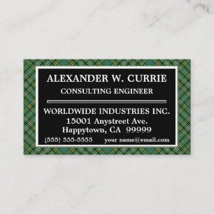Scottish Clan Currie Tartan Plaid Business Card