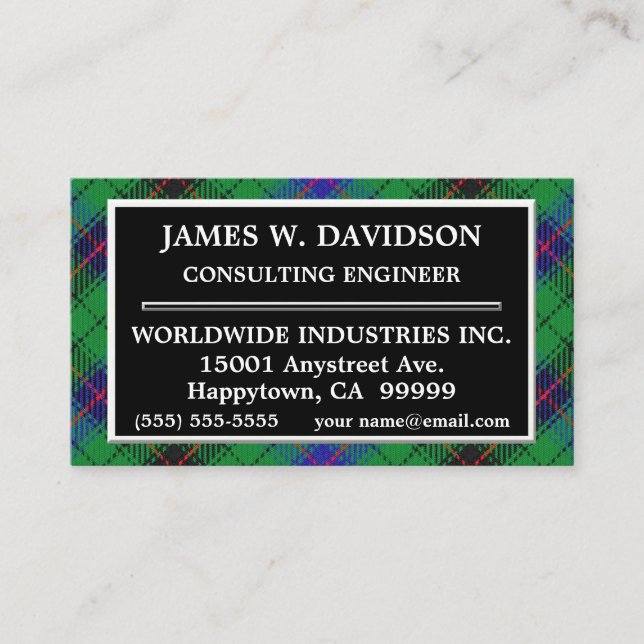 Scottish Clan Davidson Tartan Plaid Business Card (Front)
