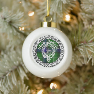 Scottish Clan Donald Tartan and Crest Ceramic Ball Christmas Ornament