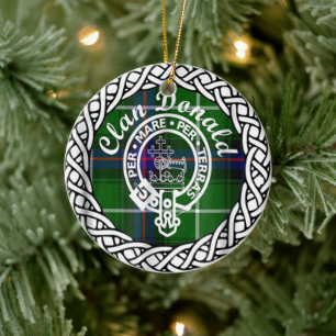 Scottish Clan Donald Tartan and Crest Ceramic Tree Decoration