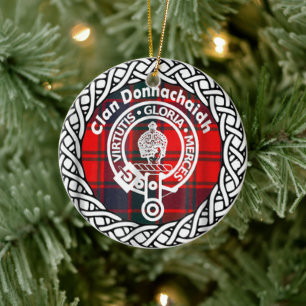 Scottish Clan Donnachaidh Tartan and Crest Ceramic Tree Decoration