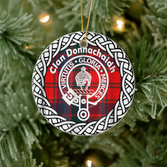 Scottish Clan Donnachaidh Tartan and Crest Ceramic Tree Decoration (Tree)
