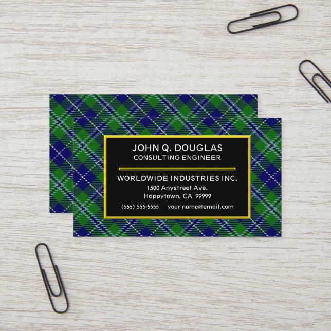 Scottish Clan Douglas Tartan Plaid Business Card (Front/Back In Situ)