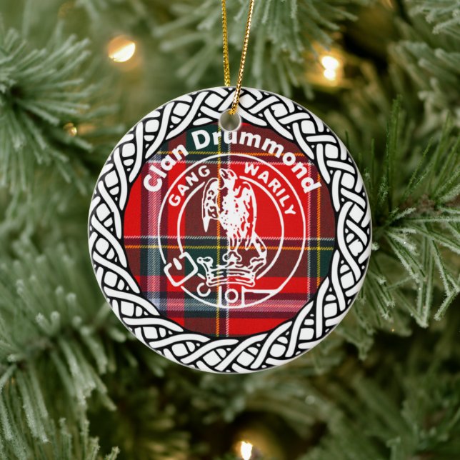 Scottish Clan Drummond Tartan and Crest Ceramic Tree Decoration (Tree)