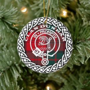 Scottish Clan Dunbar Tartan and Crest Ceramic Tree Decoration