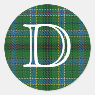 Scottish Clan Duncan Tartan With Monogram Classic Round Sticker