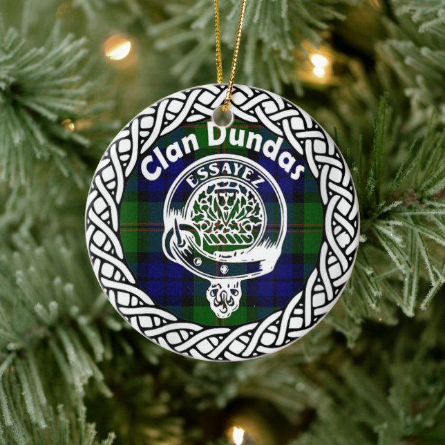 Scottish Clan Dundas Tartan and Crest Ceramic Tree Decoration (Tree)