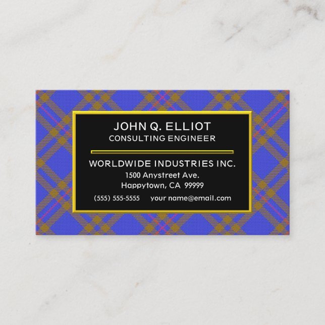 Scottish Clan Elliot Elliott Tartan Plaid Business Card (Front)
