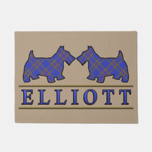 Scottish Clan Elliott Tartan Scottie Dogs Doormat