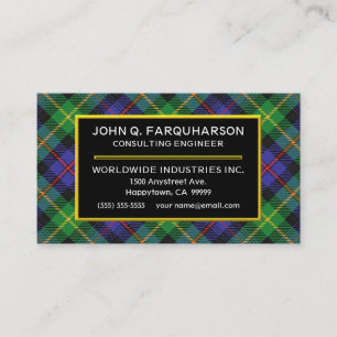 Scottish Clan Farquharson Tartan Plaid Business Card