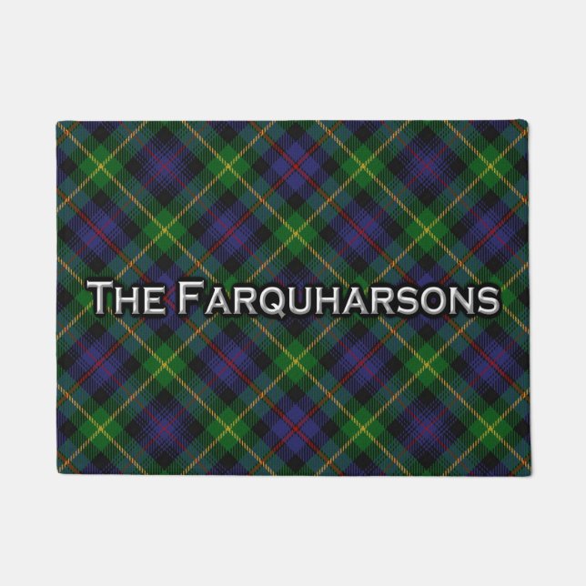 Scottish Clan Farquharson Tartan Welcome Mat (Front)