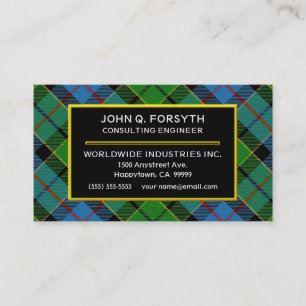 Scottish Clan Forsyth Tartan Plaid Business Card