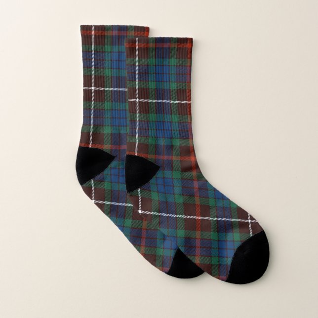 Scottish Clan Fraser Hunting Ancient Tartan Plaid Socks (Pair)