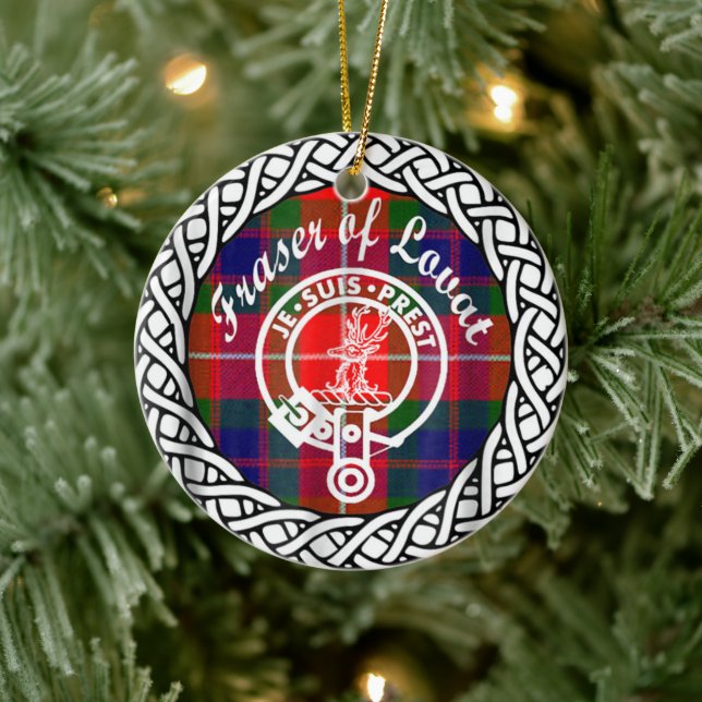 Scottish Clan Fraser of Lovat Tartan and Crest Ceramic Tree Decoration (Tree)
