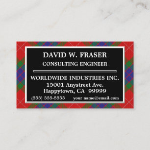 Scottish Clan Fraser Tartan Plaid Business Card