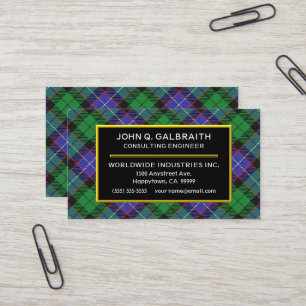 Scottish Clan Galbraith Tartan Plaid Business Card