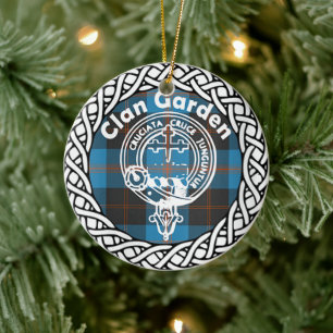 Scottish Clan Garden Tartan and Crest Ceramic Tree Decoration