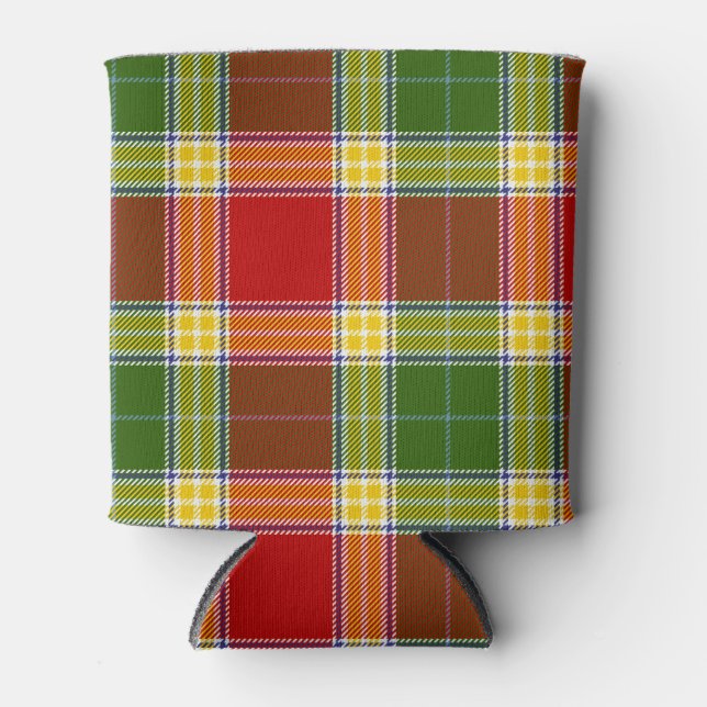 Scottish Clan Gibson Tartan Plaid Can Cooler (Front)