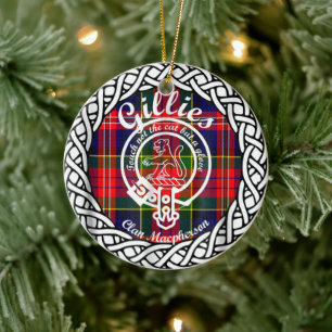 Scottish Clan Gillies Tartan and Crest Ceramic Tree Decoration