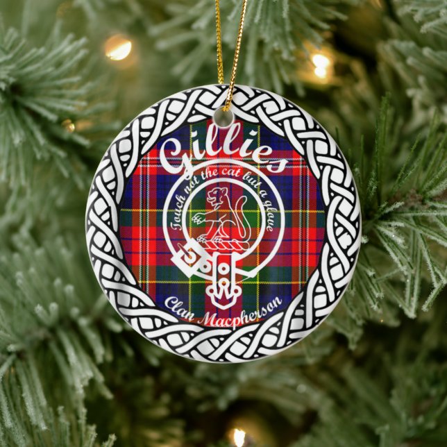Scottish Clan Gillies Tartan and Crest Ceramic Tree Decoration (Tree)