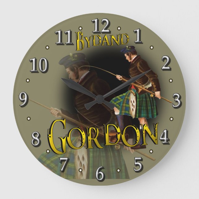 Scottish Clan Gordon Tartan Large Clock (Front)