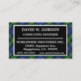 Scottish Clan Gordon Tartan Plaid Business Card