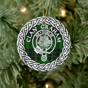 Scottish Clan Graham Tartan and Crest Ceramic Tree Decoration