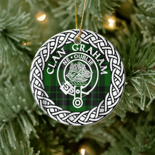 Scottish Clan Graham Tartan and Crest Ceramic Tree Decoration (Tree)