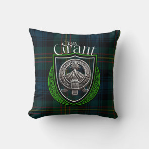 Scottish Clan Grant Tartan and Crest Cushion
