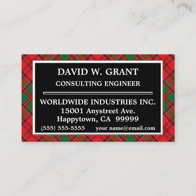 Scottish Clan Grant Tartan Plaid Business Card (Front)