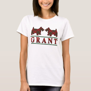 Scottish Clan Grant Tartan Scottie Dogs T-Shirt