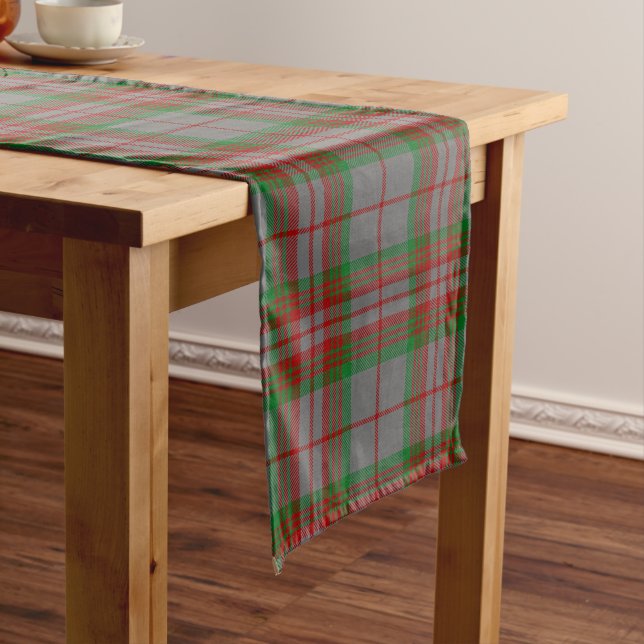 Scottish Clan Gray Tartan Plaid Long Table Runner (In Situ)