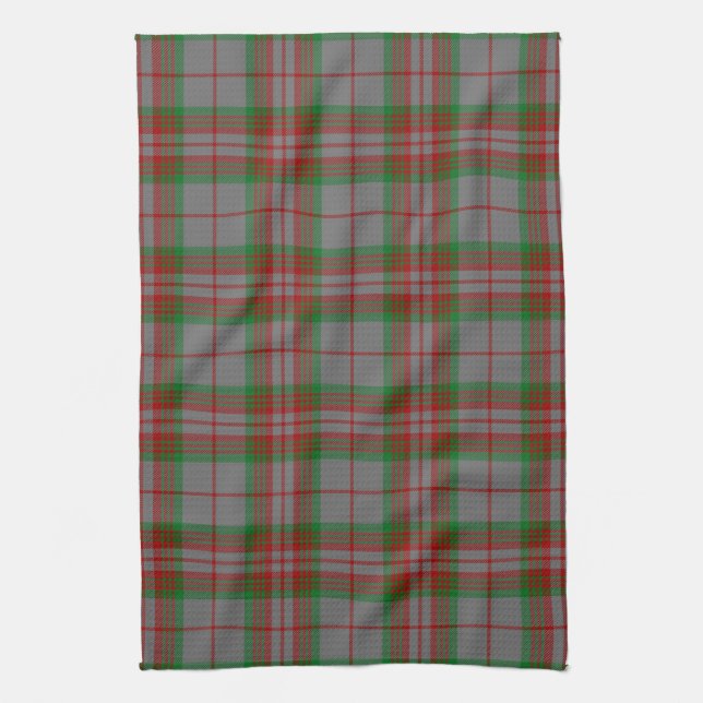 Scottish Clan Gray Tartan Plaid Tea Towel (Vertical)