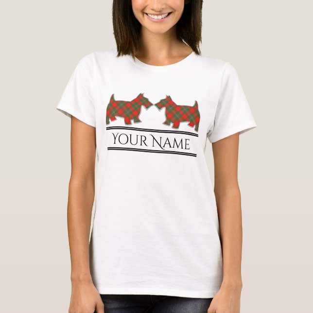 Scottish Clan Gregor MacGregor Tartan Scottie Dogs T-Shirt (Front)