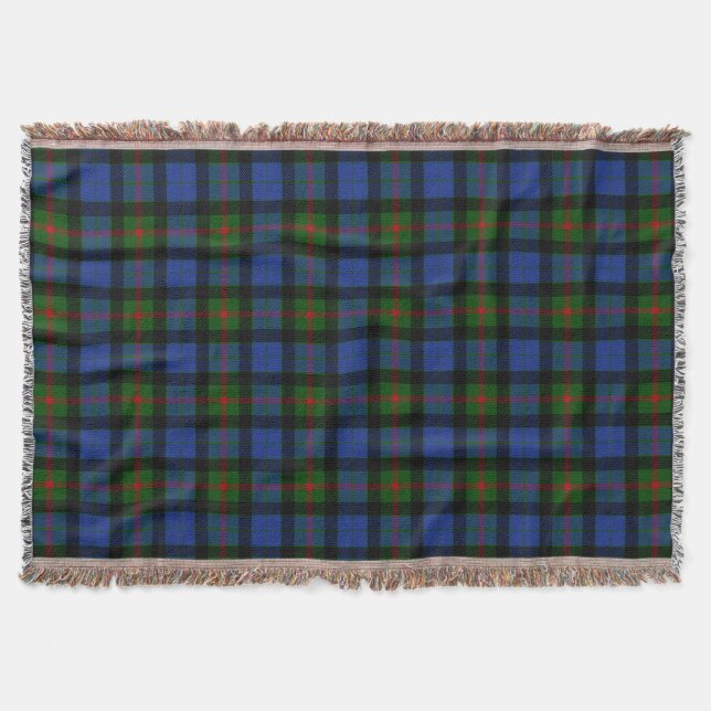 Scottish Clan Gunn Tartan Plaid Throw Blanket (Front)