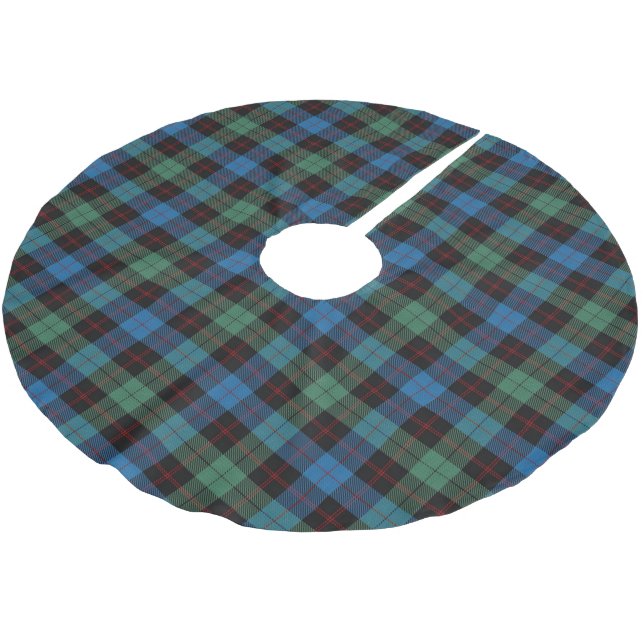 Scottish Clan Guthrie Blue Green Black Tartan Brushed Polyester Tree Skirt (Angled)