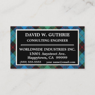 Scottish Clan Guthrie Tartan Plaid Business Card