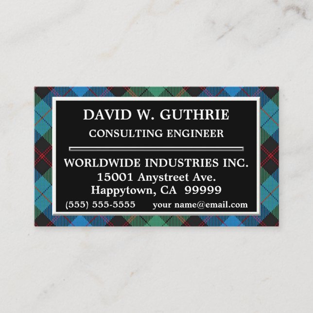 Scottish Clan Guthrie Tartan Plaid Business Card (Front)