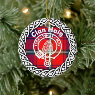 Scottish Clan Haig Tartan and Crest Ceramic Tree Decoration