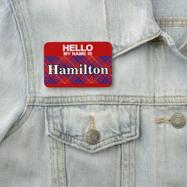 Scottish Clan Hamilton Tartan Plaid Name Tag (In Situ)