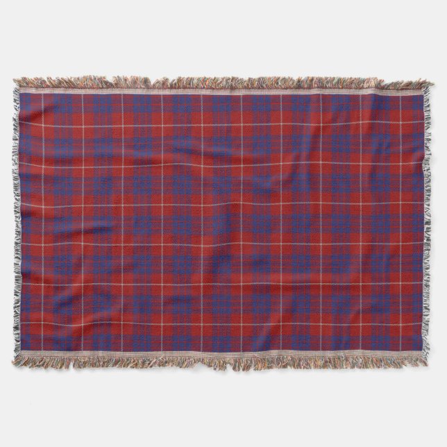 Scottish Clan Hamilton Tartan Throw Blanket (Front)