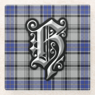 Scottish Clan Hannay Letter H Monogram Tartan Glass Coaster
