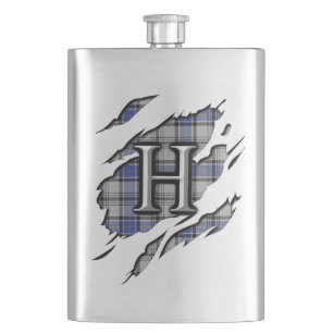 Scottish Clan Hannay Letter H Monogram Tartan Hip Flask