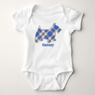 Scottish Clan Hannay Tartan Scottie Dog Baby Bodysuit