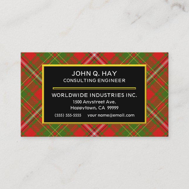 Scottish Clan Hay Tartan Plaid Business Card (Front)