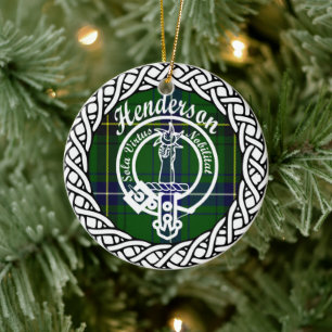 Scottish Clan Henderson Tartan and Crest Ceramic Tree Decoration