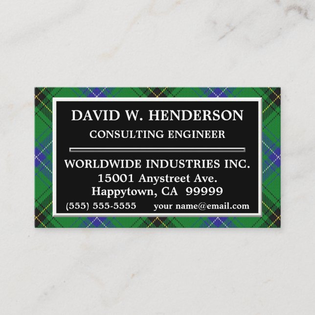 Scottish Clan Henderson Tartan Plaid Business Card (Front)