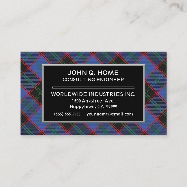 Scottish Clan Home Hume Tartan Plaid Business Card (Front)