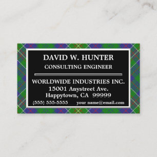 Scottish Clan Hunter Tartan Plaid Business Card