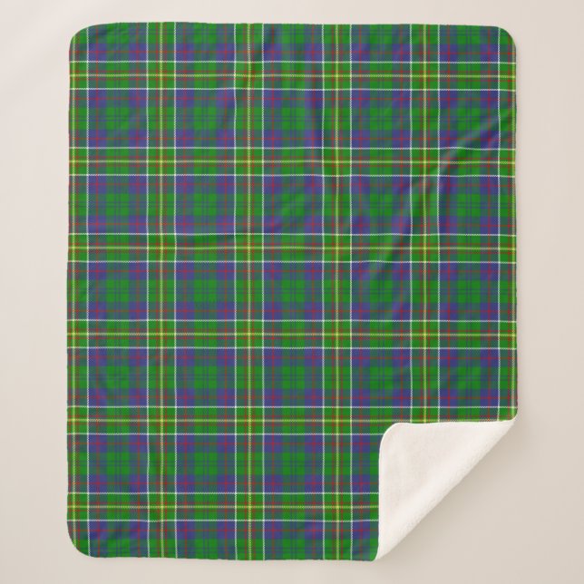 Scottish Clan Hunter Tartan Plaid Sherpa Blanket (Front)